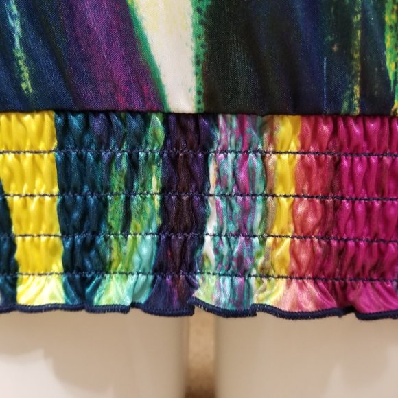 BCX top Small multicolor sleeveless halter colorful smocked bottom Y2K - Picture 5 of 11
